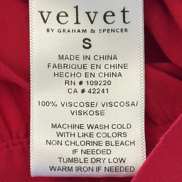 Velvet by Graham & Spencer Small Red button and tie V-neck blouse - Picture 9 of 10